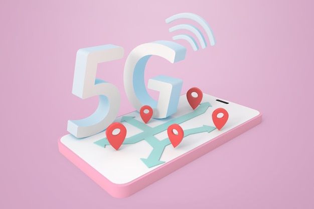 Ilustração 3D de pessoas com gadget usam Internet de alta velocidade