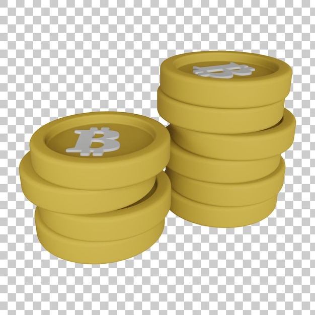 Ilustração 3D de pilha de Bitcoin