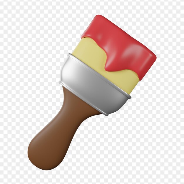 Ilustração 3D de pincel quadrado