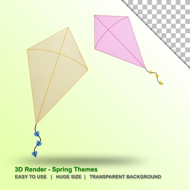 PSD ilustração 3d de pipa com fundo transparente