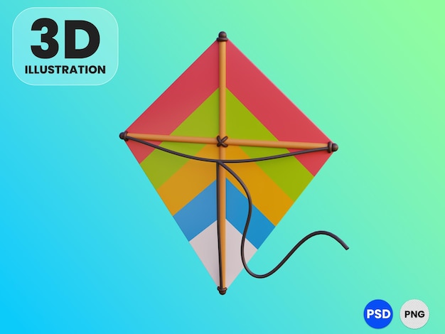 PSD ilustração 3d de pipa