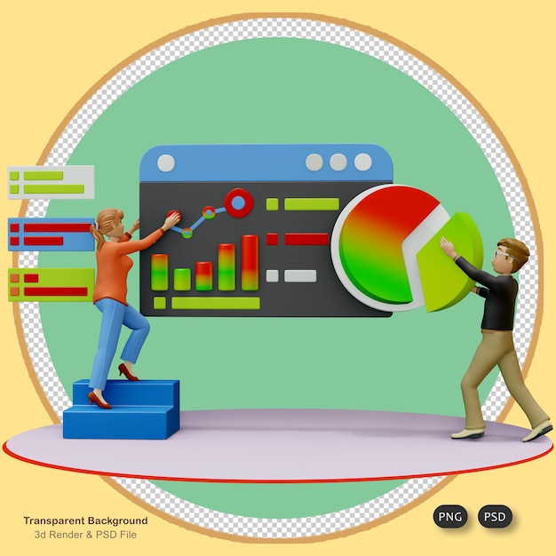 PSD ilustração 3d de planejamento estratégico de negócios