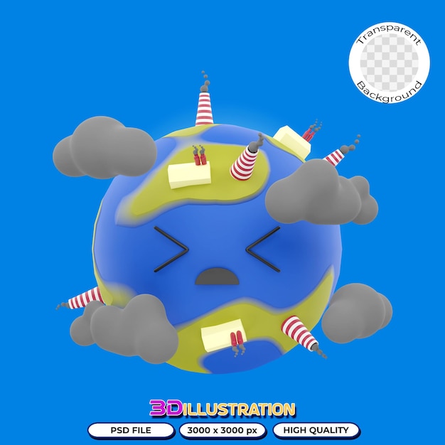 Ilustração 3d de poluição global