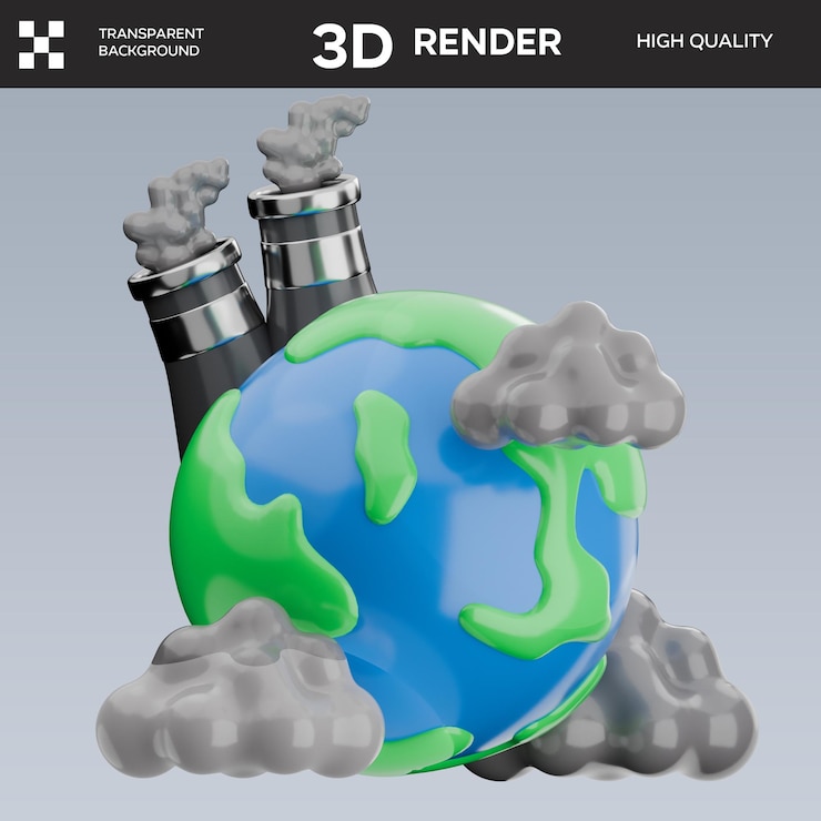 PSD ilustração 3d de poluição psd