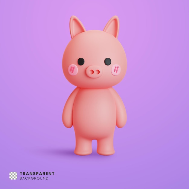 ilustração 3d de porco fofo