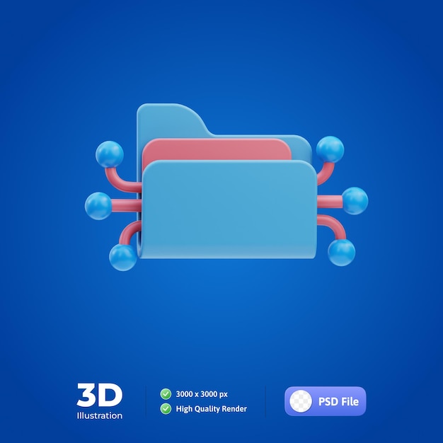 PSD ilustração 3d de processamento de dados