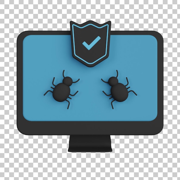 Ilustração 3D de proteção contra malware