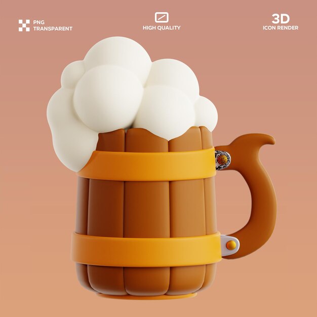 Ilustração 3D de PSD Beer Stein