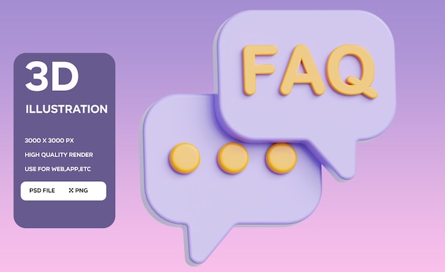 Ilustração 3D de PSD Faq