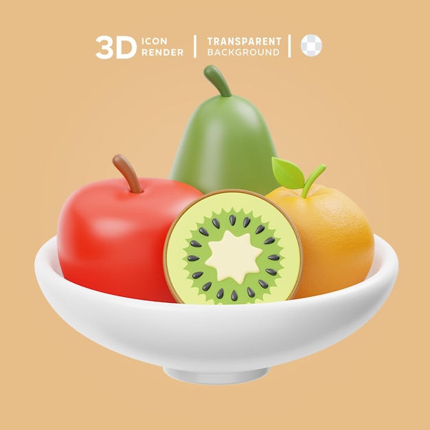 Ilustração 3d de psd fruits