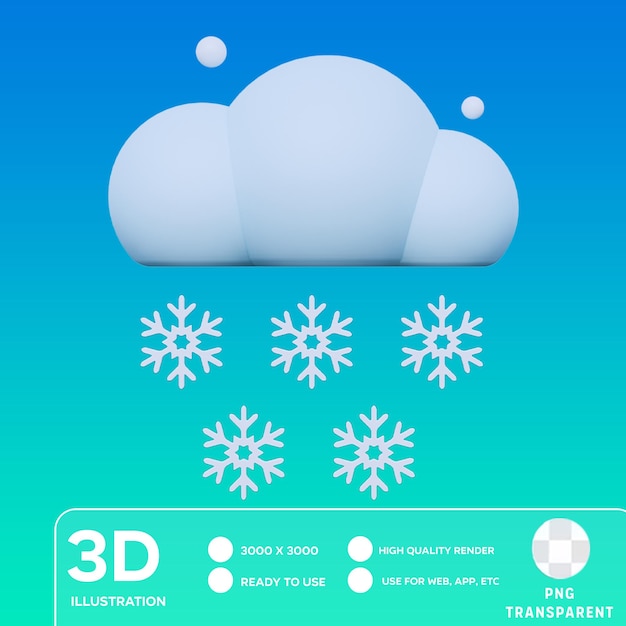 Ilustração 3d de queda de neve em psd