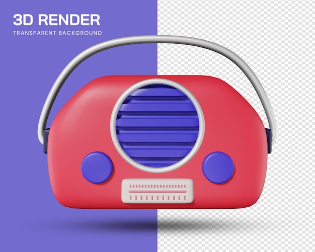 PSD ilustração 3d de rádio vintage