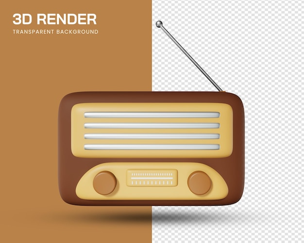 Ilustração 3d de rádio vintage