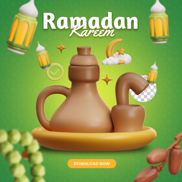 Ilustração 3D de Ramadan Kareem