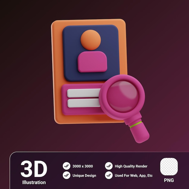 PSD ilustração 3d de recrutamento de objeto de recrutamento