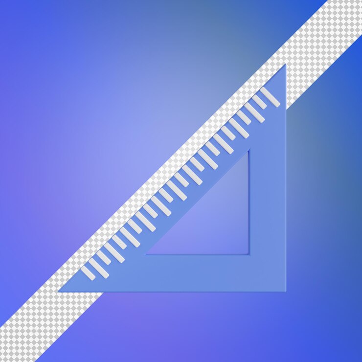 PSD ilustração 3d de régua de triângulo