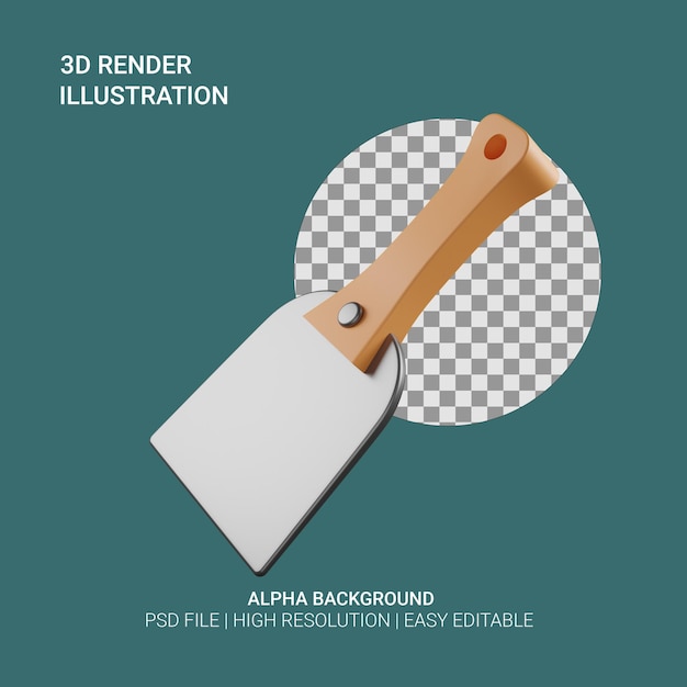 PSD ilustração 3d de render putty knife