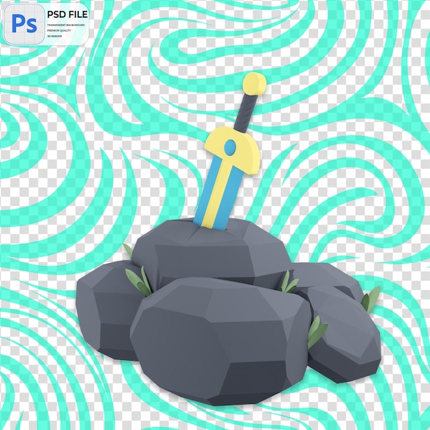 PSD ilustração 3d de renderização de espada icon isolado png