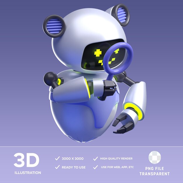 Ilustração 3D de robôs de pesquisa