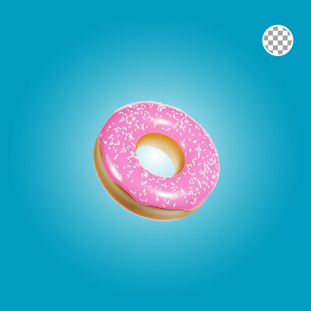 Ilustração 3d de rosquinha rosa