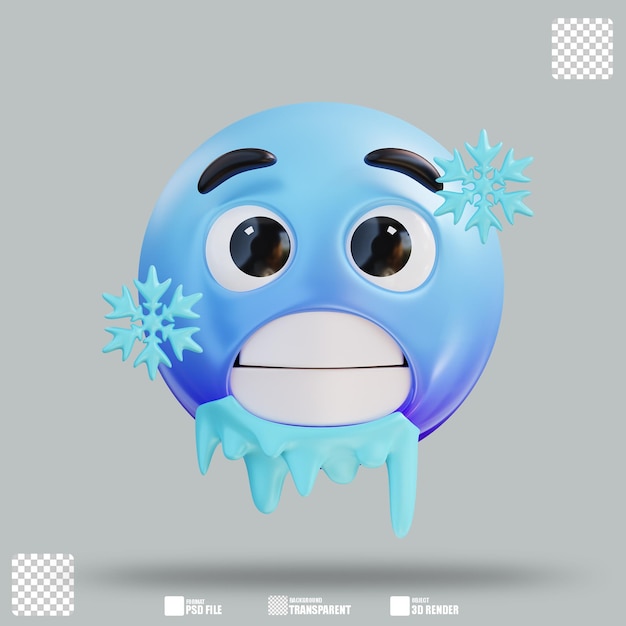 PSD ilustração 3d de rosto frio