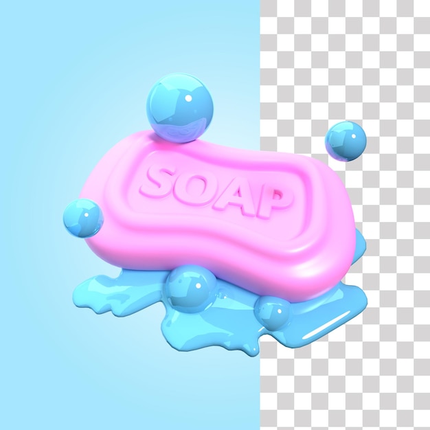 Ilustração 3D de sabão de limpeza