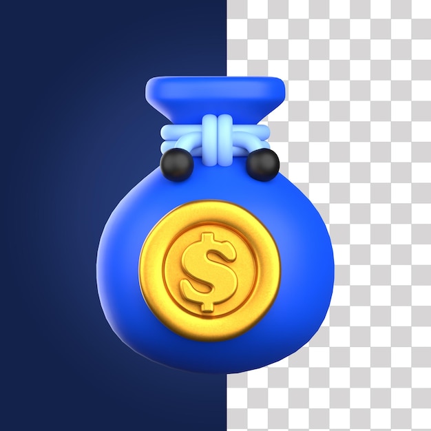 Ilustração 3D de saco de dinheiro