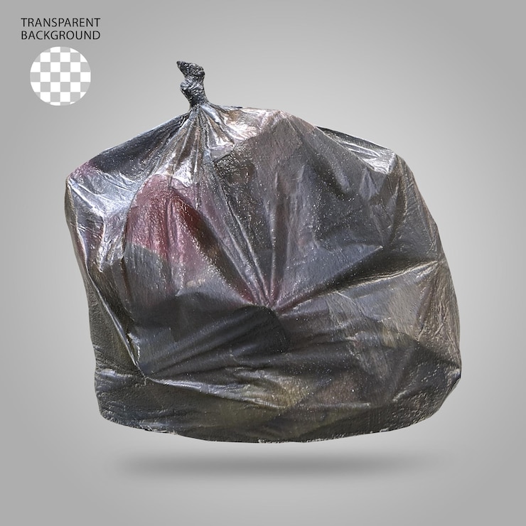 PSD ilustração 3d de saco de lixo de plástico isolado
