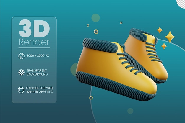 PSD ilustração 3d de sapatos