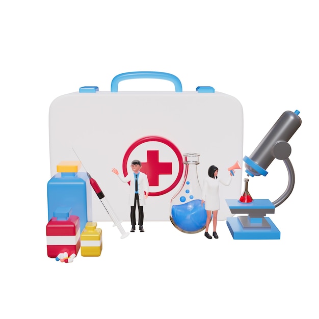 Ilustração 3D de seguros médicos