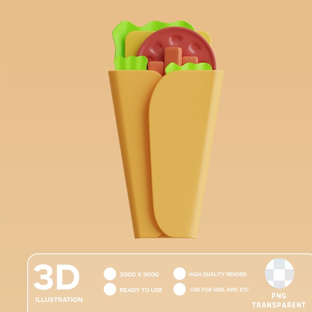 Ilustração 3d de shawarma psd