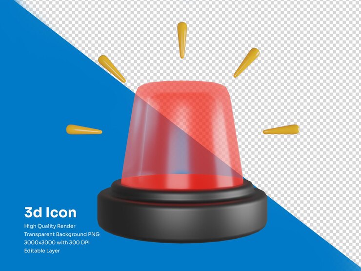 PSD ilustração 3d de sirene vermelha