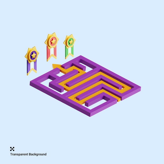 Ilustração 3D de soluções inovadoras para desafios empresariais