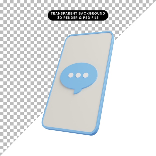 PSD ilustração 3d de telefone com bolha de bate-papo