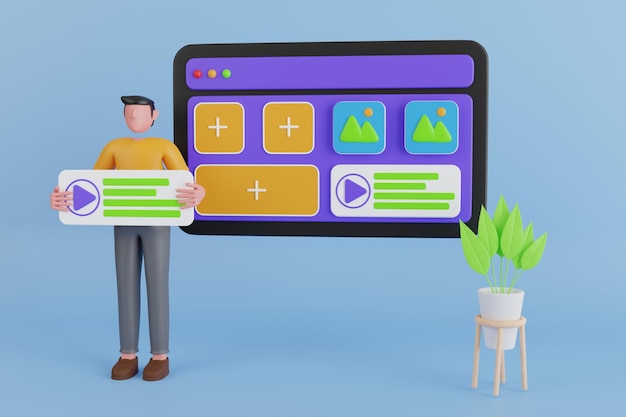 Ilustração 3D de teste de produto de garantia de qualidade de software de estrutura de teste automatizado