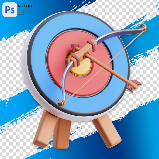 PSD ilustração 3d de tiro com arco renderização de ícone png isolado