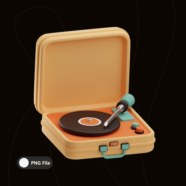ilustração 3D de toca-discos retro