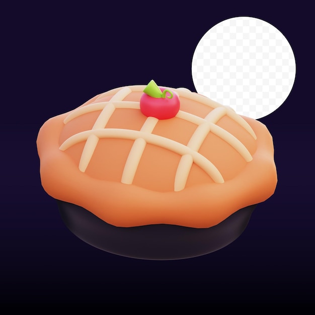 PSD ilustração 3d de torta de maçã