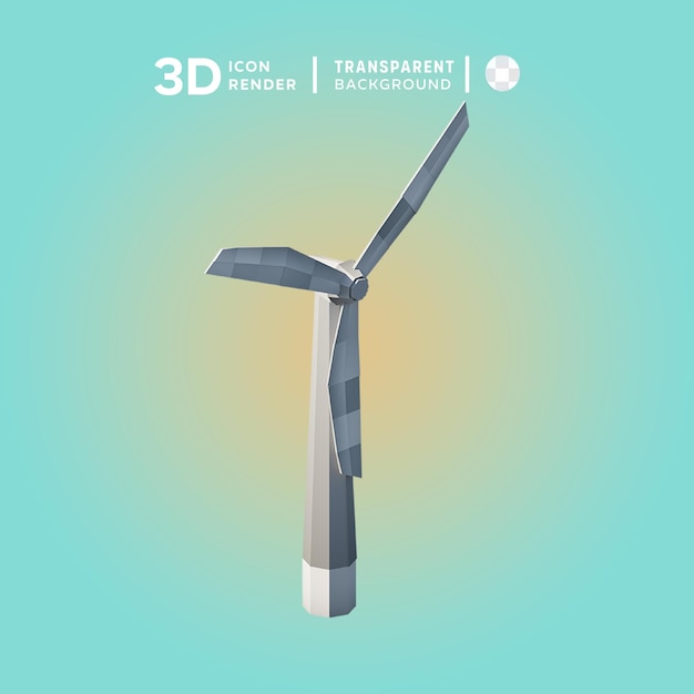 PSD ilustração 3d de turbina eólica renderização de ícone 3d colorido isolado