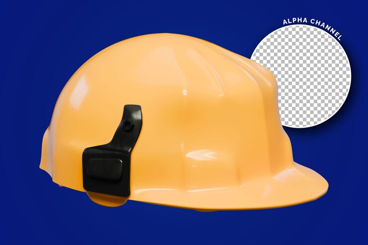 PSD ilustração 3d de um capacete amarelo
