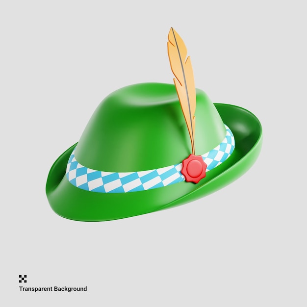 PSD ilustração 3d de um chapéu tradicional da baviera para a oktoberfest
