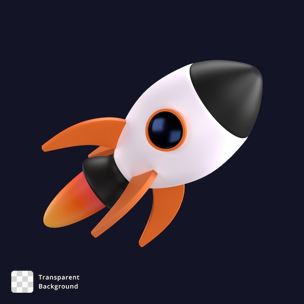 Ilustração 3D de um foguete
