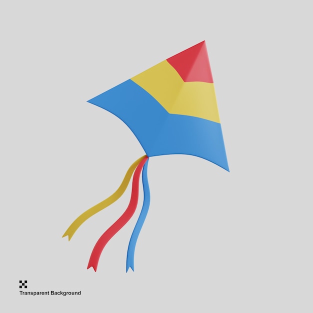 PSD ilustração 3d de um ícone mostrando uma pipa voando ao vento