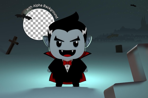 PSD ilustração 3d de um lindo bebê vampiro