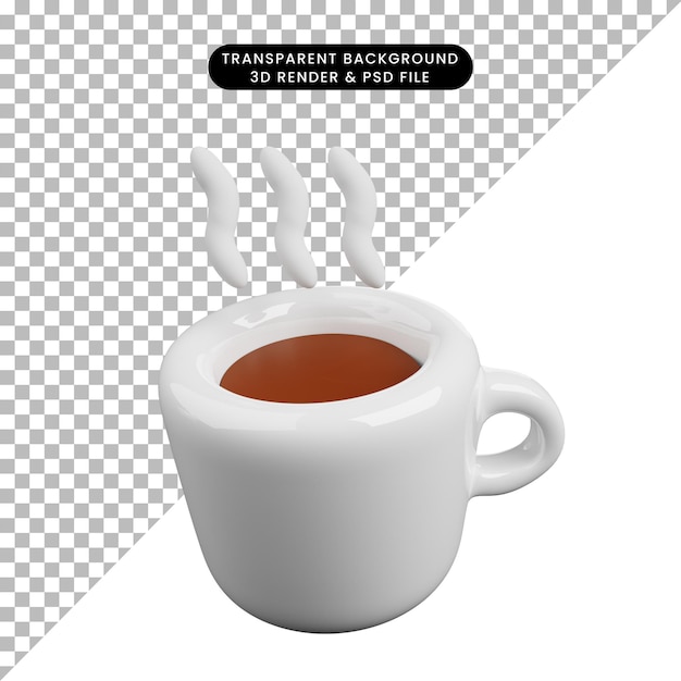 PSD ilustração 3d de um objeto simples, uma xícara de chocolate quente