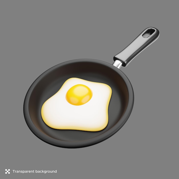 ilustração 3D de um ovo frito na frigideira