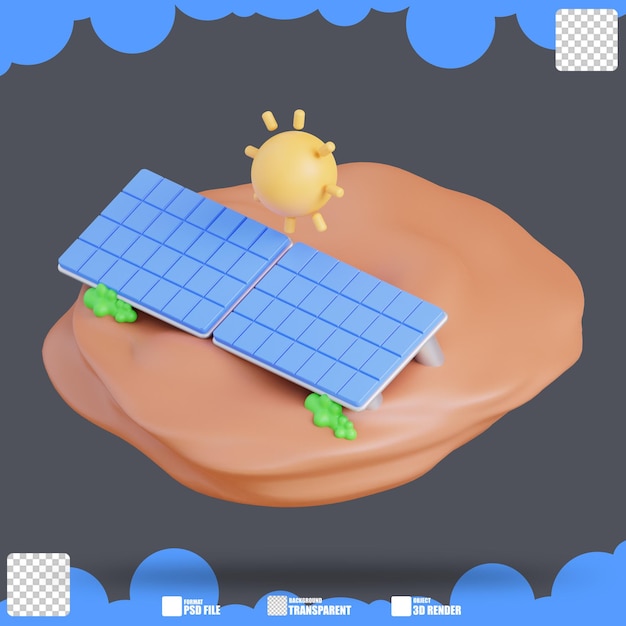 PSD ilustração 3d de um painel solar 2