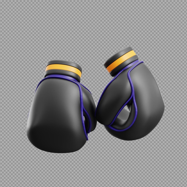 PSD ilustração 3d de um par de luvas de boxe com uma faixa preta na frente em fundo transparente