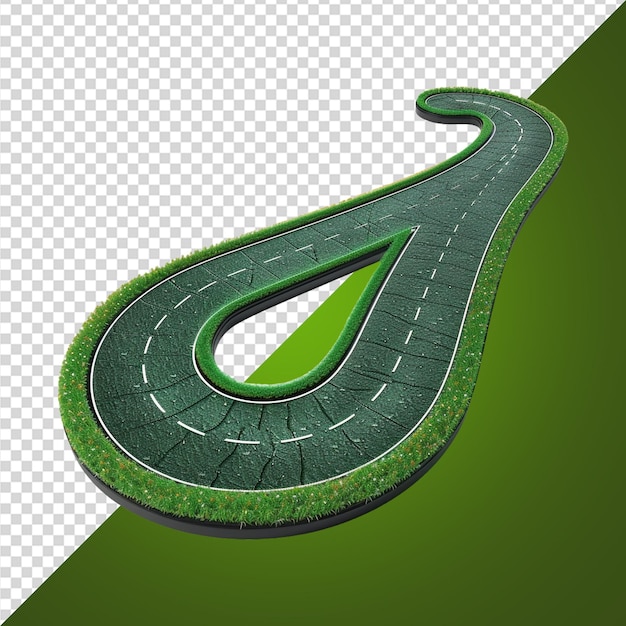 PSD ilustração 3d de um pedaço de rodovia verde png