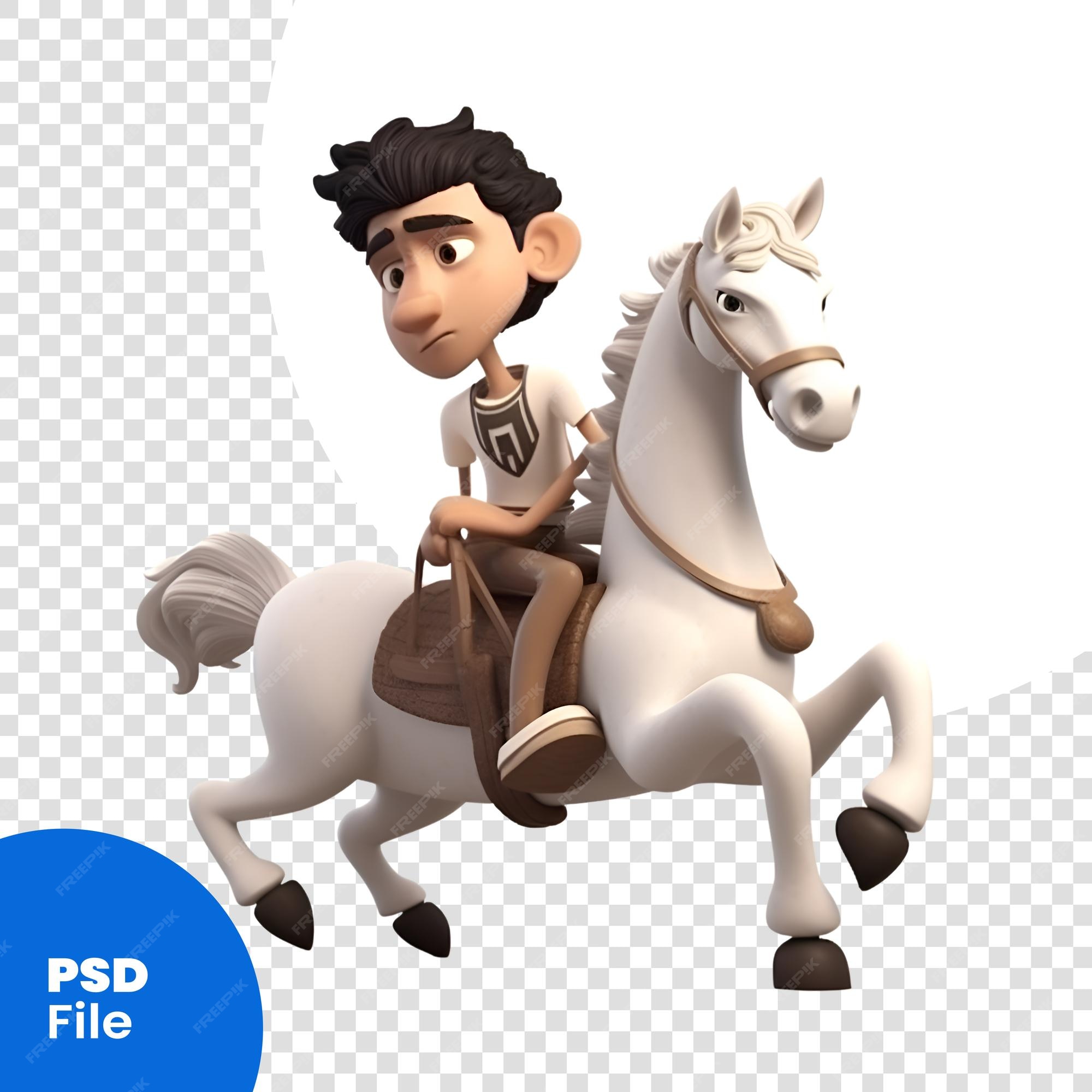 Cavalo branco de desenho animado equipado para Maya Modelo 3D $79